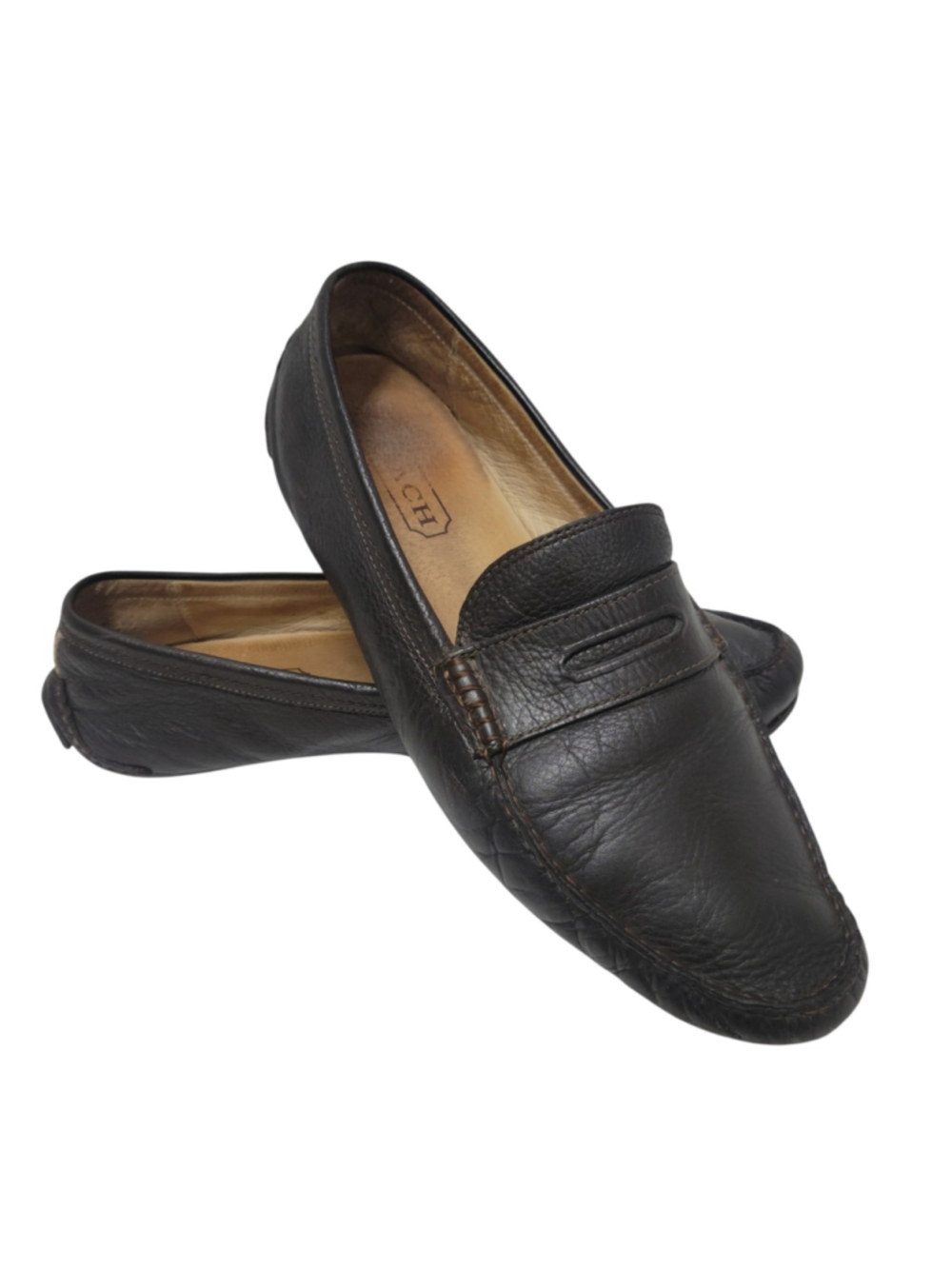 Coach Neal Men’s Slip-On Penny Loafers Drivers Brown Leather Rubber Soles 11.5M